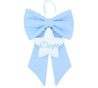 Fiocco nascita bimbo bimba personalizzato con nome ricamato rosa celeste Made in Italy (Stella bimbo)