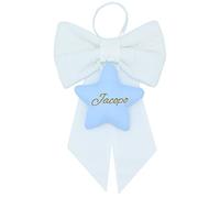 Fiocco nascita bimbo bimba personalizzato con nome ricamato rosa celeste Made in Italy (Stella bimbo 2)