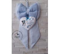 Fiocco nascita coccarda bimbo azzurro Topolino personalizzato con il nome