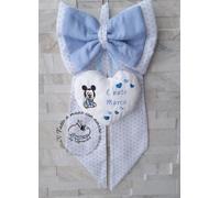 Fiocco nascita coccarda bimbo azzurro Topolino personalizzato con il nome