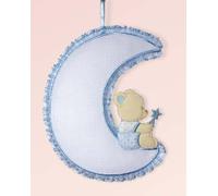 FIOCCO NASCITA COCCARDA FUORI PORTA DA RICAMARE PUNTO CROCE AZZURRO LUNA ORSETTO