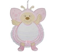 Fiocco Nascita Coccinella Rosa con inserto in aida da ricamare a punto croce ROSA Lavorato del tutto a mano