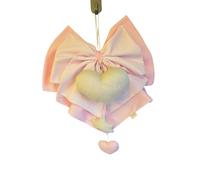 Fiocco nascita doppio rosa e righe rosa con cuore ricamato e piccoli pendenti cuore e nuvola