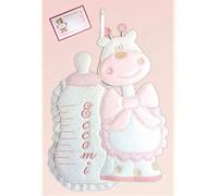FIOCCO NASCITA GIRAFFA "ECCOMI" 20X24 CM - NON DA RICAMARE (ROSA)