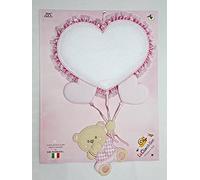 fiocco nascita palloncino cuore rosa e orsetto da ricamare