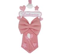 Fiocco Nascita Rosa PERSONALIZZATO con NOME Ricamato Made in Italy