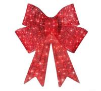 Fiocco natalizio a LED da 61 cm, pre-illuminato, grande decorazione per esterni, resistente alle intemperie, fiocco rosso per giardino