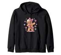 Fiocco Natalizio Dabbing Gingerbread Coquette Girl Rosa Leopardato Felpa con Cappuccio