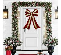 Fiocco Natalizio Fuoriporta 45x75 Rosso e Oro Decoro Addobbo Porta per Natale
