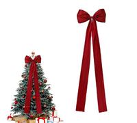 Fiocco per albero di Natale da 120 cm, decorazioni per albero di Natale, grande fiocco rosso, puntale per albero di Natale rosso, fiocco di raso rosso con lunghe stelle filanti per la decorazione