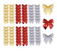 Fiocco per Albero di Natale Oro Rosso Argento 72 Pezzi - Nastro Decorativo Ornamenti per Ghirlande di Natale