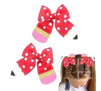 Fiocco per capelli a matita, fermaglio per capelli a matita,2 fiocchi a punto per il ritorno a scuola per ragazze - Torna a scuola Matita per capelli Clip per il primo giorno di scuola Asilo 1° 2° 3°