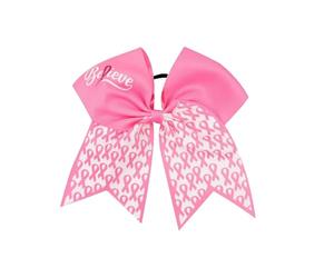 Fiocco per capelli da 17,8 cm, per la sensibilizzazione sul cancro al seno, fiocco rosa per cheerleader da donna, elastico per capelli, elastico per coda di cavallo, accessori per capelli per il mese