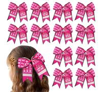 Fiocco per capelli da cheerleader con fiocco rosa per la consapevolezza del cancro al seno, 17,8 cm, accessorio per capelli da cheerleader (B)