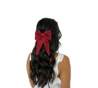 Fiocco per Capelli da Donna, Stile Coquette con Chiusura a Clip (Borgogna, Tessuto di Raso)