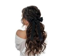 Fiocco per Capelli da Donna, Stile Coquette con Chiusura a Clip (Ner0, Nastro di Raso)