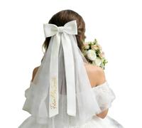 Fiocco Per Capelli Da Sposa Personalizzato Con Velo, Accessorio Per Capelli Da Sposa Con Nome Personalizzata Per Addio Al Nubilato, Fidanzamento E Matrimonio, Regalo Per La Futura Signora(S:36cm)