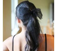 Fiocco per capelli da sposa Velo da sposa con perle Accessori per feste di addio al nubilato per spose Accessori per la comunione-nero