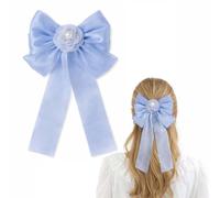 Fiocco per capelli lungo lucido con fiore di camelia al centro, grande ed elegante fermaglio per capelli per donne e ragazze, fermaglio in metallo sicuro per matrimoni, feste, styling quotidiano