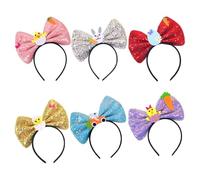 Fiocco per cerchietto pasquale, 6 cerchietti per capelli con fiocco e di pulcino | Cappelli per vestito del fumetto per donne e ragazze, Favore per la primavera