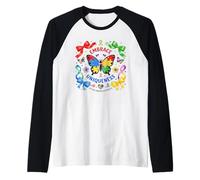 Fiocco per consapevolezza dell'autismo Farfalla Coquette Arco retrò autismo Maglia con Maniche Raglan