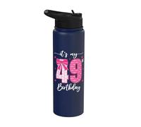 Fiocco per festa di compleanno con scritta in inglese "It's My 49th Birthday", divertente per bambine e ragazze Stainless Steel Insulated Water Bottle