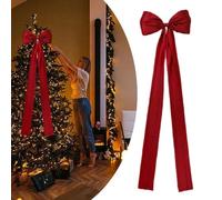 Fiocco per Puntale Albero di Natale, 40,6 x 144,8 cm, Grande Fiocco di Raso Rosso Lungo, Gigante per Auto, Velluto Rosso per Casa, Vacanze, Feste