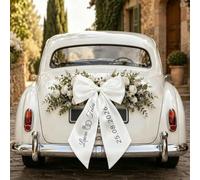 Fiocco Personalizzato Dimensioni L'auto Degli Sposi Decorare Della Fuga | Grande fiocco personalizzato for auto nuziali, nastro decorativo in seta for auto Just Married for sfilata nuziale
