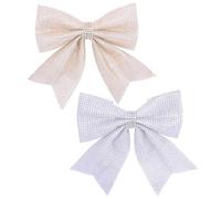 Fiocco Puntale per Albero di Natale da 25,4 Cm, 2 Pezzi, Grandi Fiocchi di Natale Glitter Argento, Ornamenti Decorativi per Ghirlande per Matrimoni, Decorazioni per Alberi di Natale per Interni Ed Est