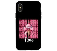 Fiocco rosa a forma di cono gelato Sweet Summer Time per bambina e mamma Custodia per iPhone X/XS