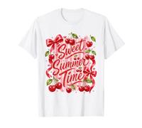 Fiocco Rosa a Righe Sweet Summer Time Cherry Coquette Retro Maglietta
