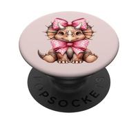 Fiocco rosa cocchettone triceratopo dinosauro ragazza PopSockets PopGrip Adesivo