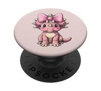 Fiocco rosa cocchettone triceratopo dinosauro ragazza PopSockets PopGrip Adesivo