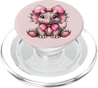 Fiocco rosa cocchettone triceratopo dinosauro ragazza PopSockets PopGrip per MagSafe