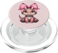 Fiocco rosa cocchettone triceratopo dinosauro ragazza PopSockets PopGrip per MagSafe