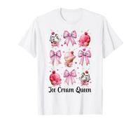 Fiocco Rosa con Motivo «Ice Cream Queen Cone Girl Mom» Maglietta