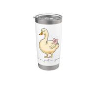 Fiocco rosa con scritta in inglese "I'm just a goose I'm just a girl" Bicchiere termico in acciaio inox doppia parete