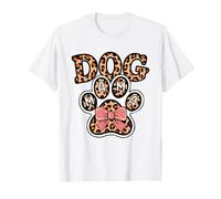 Fiocco rosa con stampa leopardata Dog Mama, simpatico cane amante degli animali domestici Maglietta