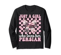 Fiocco Rosa in Stile Civetta «Solo Una Ragazza Che AMA Il Suo Gatto Persiano» Maglia a Manica