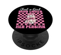 Fiocco rosa in stile civetta «Solo una ragazza che ama il suo gatto persiano» PopSockets PopGrip Adesivo