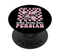 Fiocco rosa in stile civetta «Solo una ragazza che ama il suo gatto persiano» PopSockets PopGrip Adesivo