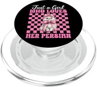 Fiocco rosa in stile civetta «Solo una ragazza che ama il suo gatto persiano» PopSockets PopGrip per MagSafe