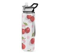 Fiocco rosso ciliegia progettato sport bottiglia d'acqua plastica trasparente per diario design unico arredamento viaggio casa ufficio patio