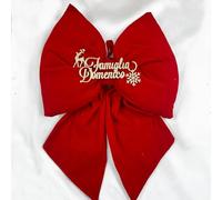 Fiocco Rosso Natalizio in Velluto con Appendino e Nomi Personalizzabili in Plexiglass Idea Regalo Famiglia Buone Feste Buon Natale Addobbi Natalizi Festività Ghirlande Decorazioni Casa Albero
