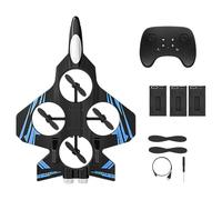 Fiocias 1 Aeroplano Planatore Giocattolo Schiuma Eva Luci LED Telecomando Decollo Atterraggio Un Tasto Adatto per Bambini Adulti Hobby all’Aperto Regali, Batteria Blu 3