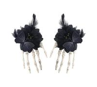 Fiocias 2x Fermagli per Capelli di Halloween, Fermagli per Capelli, Decorazioni per Travestimenti, Forcine per Capelli a Forma di Mano di Scheletro, per Feste, Nero