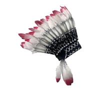 Fiocias Copricapo con piume per eventi di danza, rosso, nero, bianco