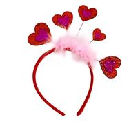 Fiocias Fascia per Capelli a Forma di Cuore per per Donna, con Paillettes Glitterate, a Forma di Cuore, per Foto, Cerchio per Capelli, per Il 20, Rosso Rosa