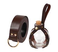 Fiocias Gonna Escursioni Cintura con Bottiglia di Pozione in Sughero Set di Costumi Creativi in Pelle PU 190 Cm Cavaliere Medievale Accessori Medievali Cintur, Rivetto Marrone