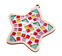 Fiocias Kit Mosaico Fai Da Te Creazione Sottobicchieri Ornamento di Natale Artigianato con Vetro E Legno per Un Regalo Adatto per Decorare La Casa, Stella